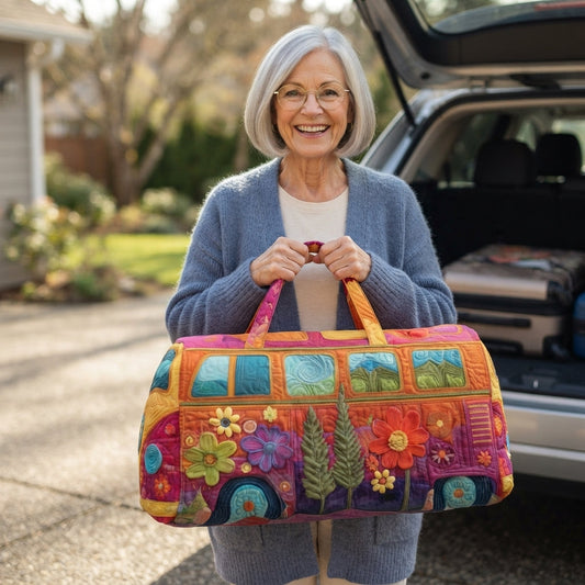 Petalvana | Orange Blossom Camper Van Quilted Duffle