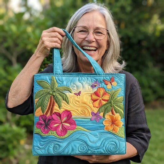 Island Breeze | Tropical Beach Quilted Tote
