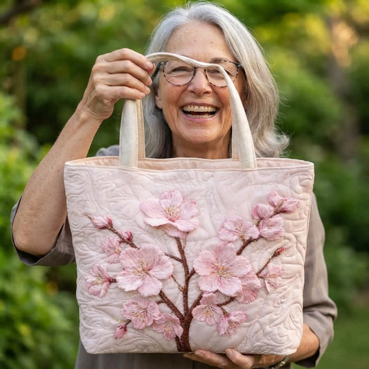 Blossom Serenity | Cherry Blossom Quilted Tote