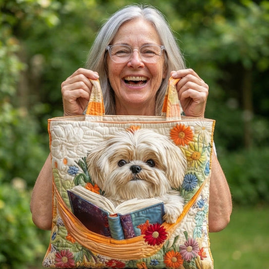 Skylar | Shih Tzu Book Lover Quilted Tote