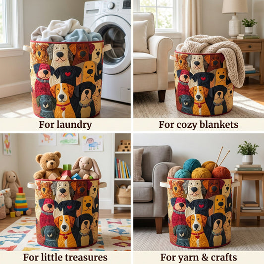 Patchwork Pup Parade Laundry Basket
