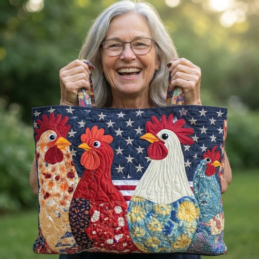 Rural Charm | Rooster & Stars Quilted Tote