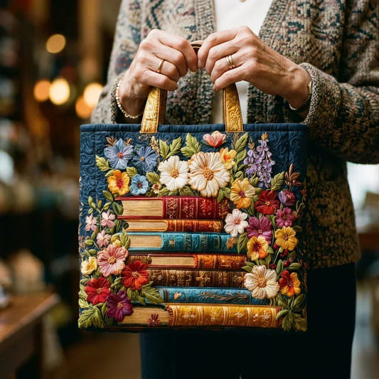 Harper | Books & Flowers Quilted Tote