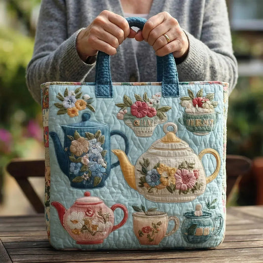 Rosalie | Floral Tea Set Quilted Tote