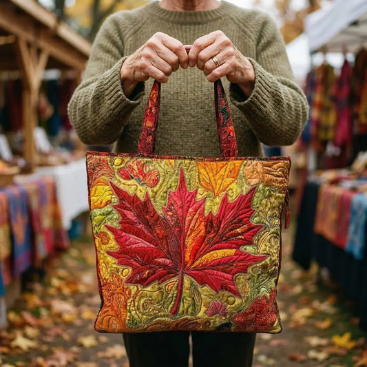 Teagan | Red Maple Leaf Quilted Tote