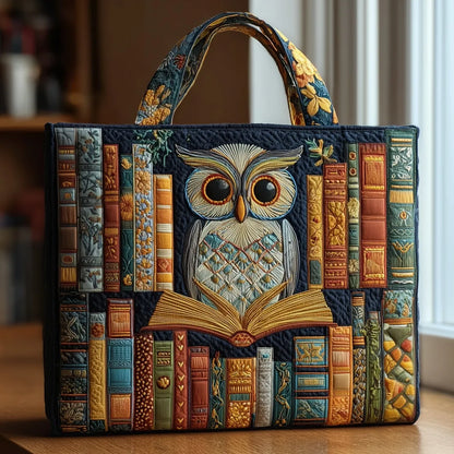 Indira | Owl & Old Books Quilted Tote