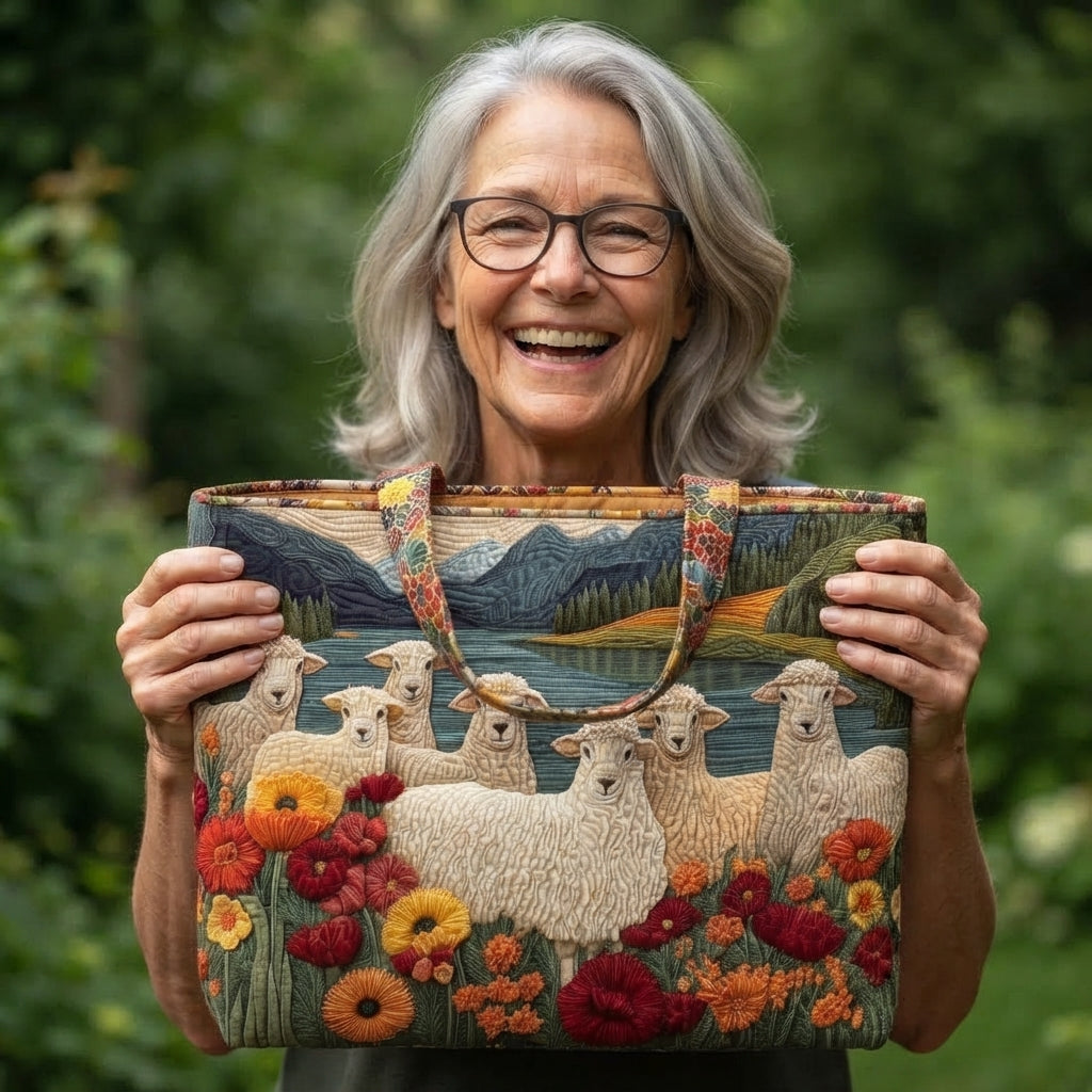 Valerie | Sheep by the Lake Quilted Tote