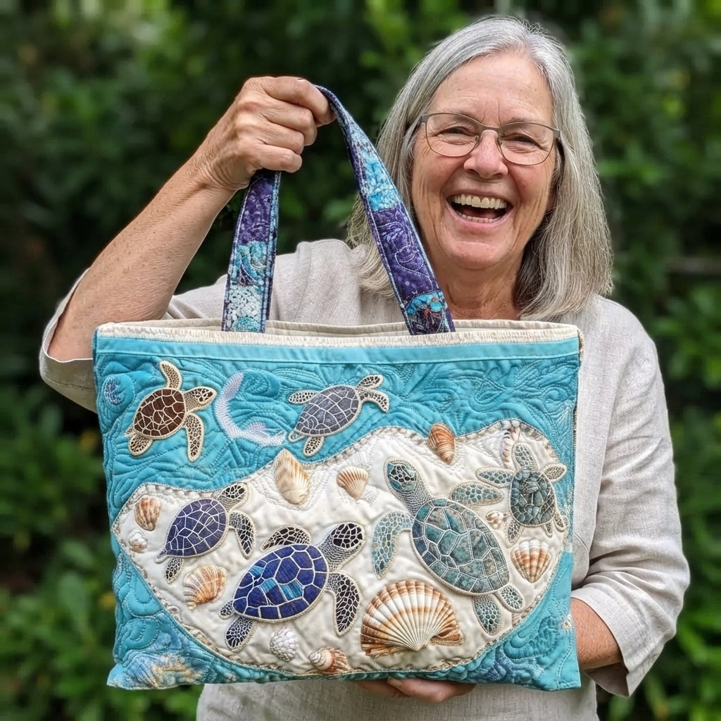 Felicity | Turtles & Seashells Quilted Tote