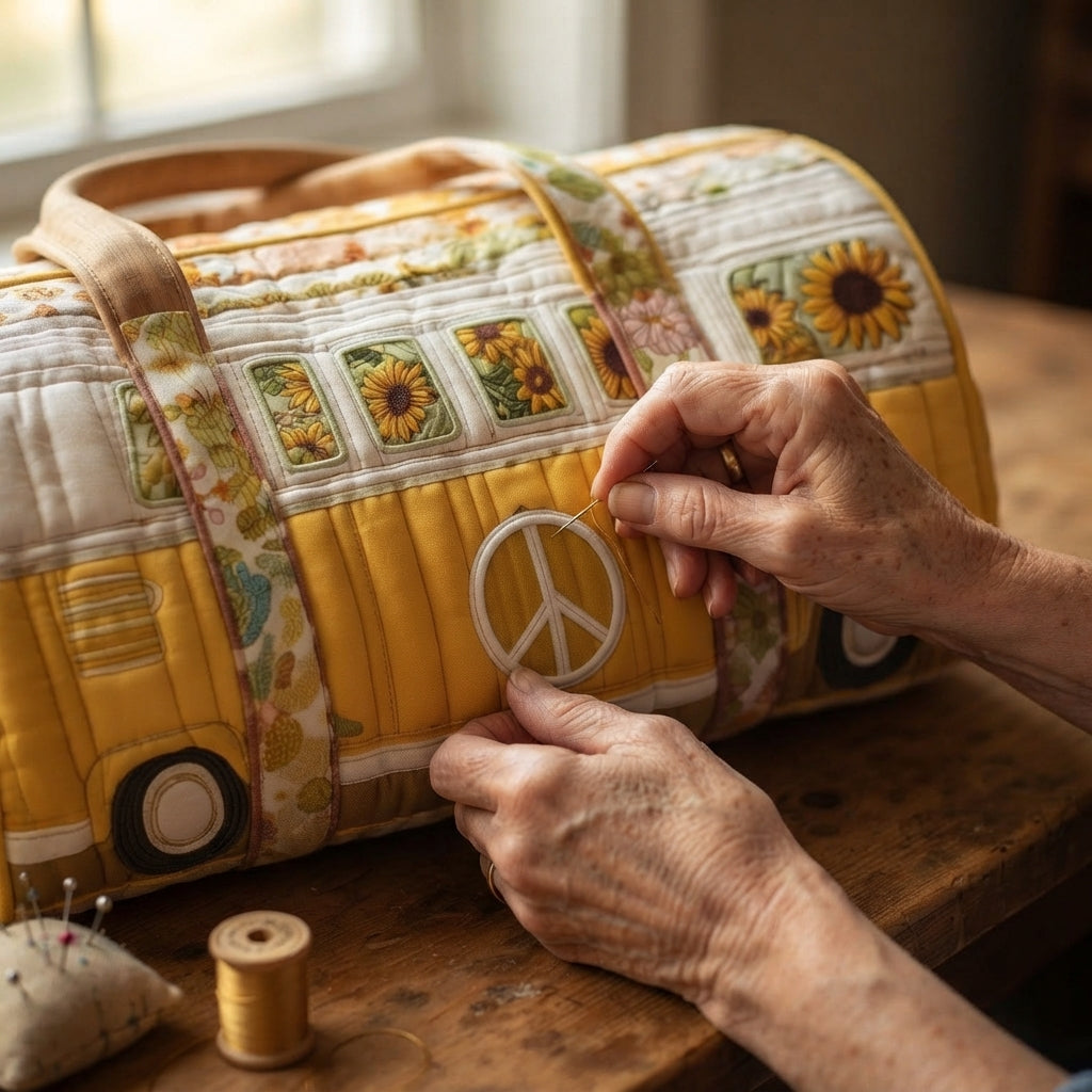 Sunvana | Yellow Sunflower Camper Van Quilted Duffle