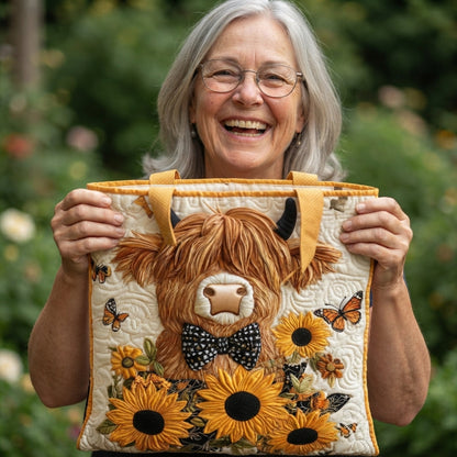Briar | Highland Cow & Sunflowers Quilted Tote