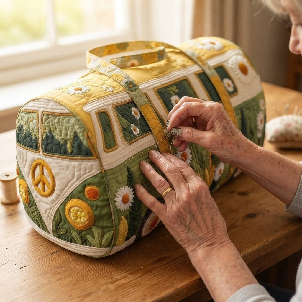 Meadowvana | Green Meadow Camper Van Quilted Duffle