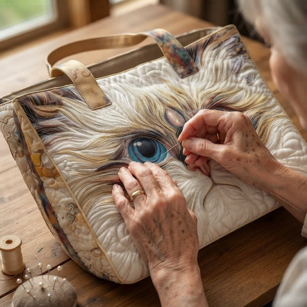 Giana | Blue-Eyed Cat Quilted Tote