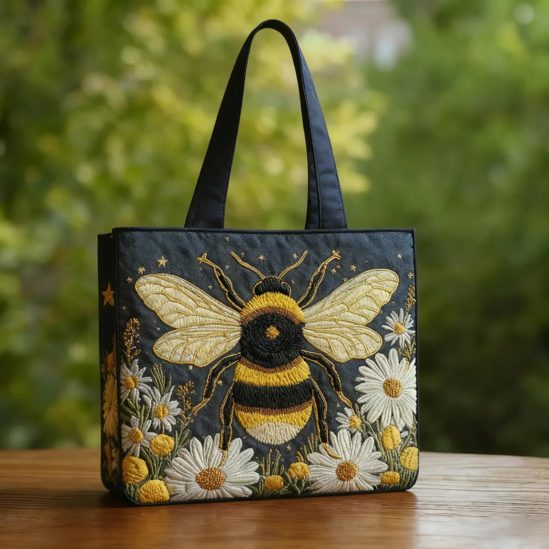 Elora | Bumblebee & Daisies Quilted Tote