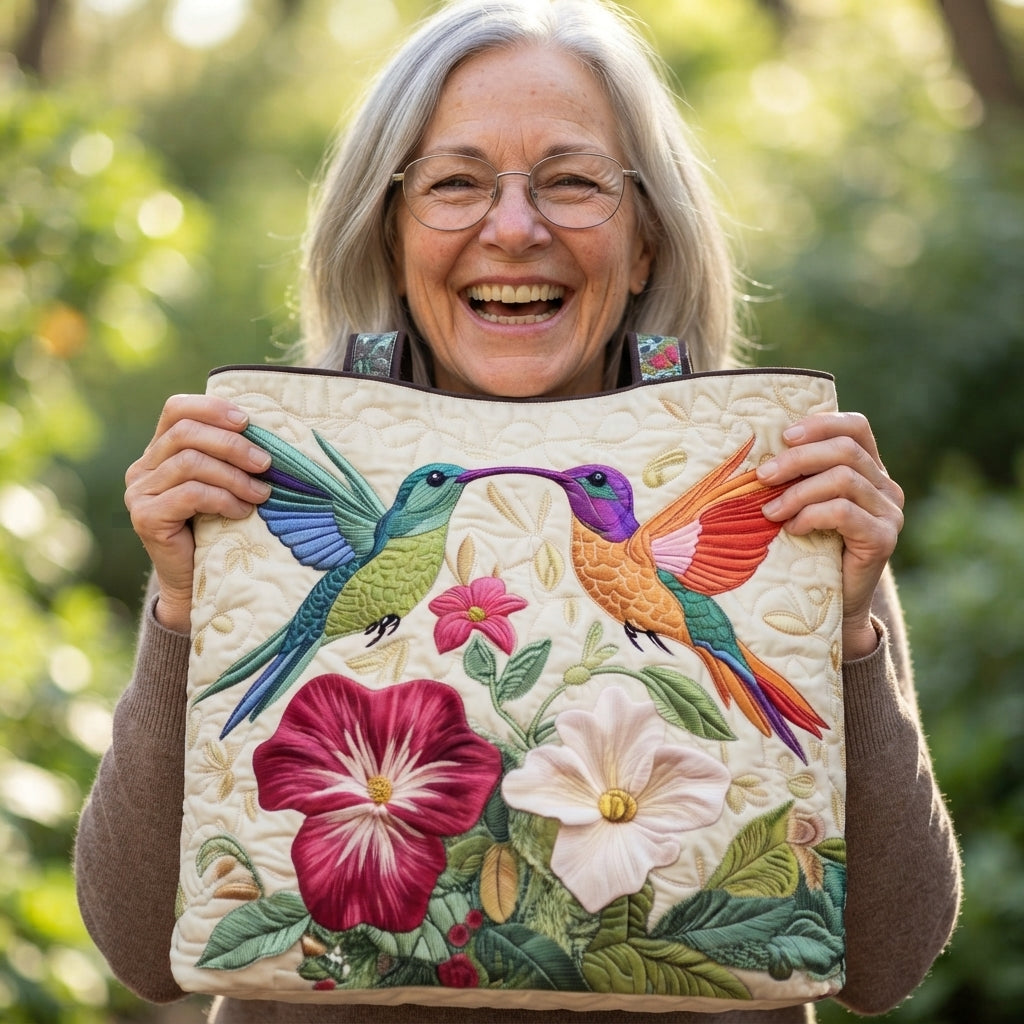 Nadia | Two Hummingbirds Quilted Tote