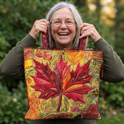 Teagan | Red Maple Leaf Quilted Tote