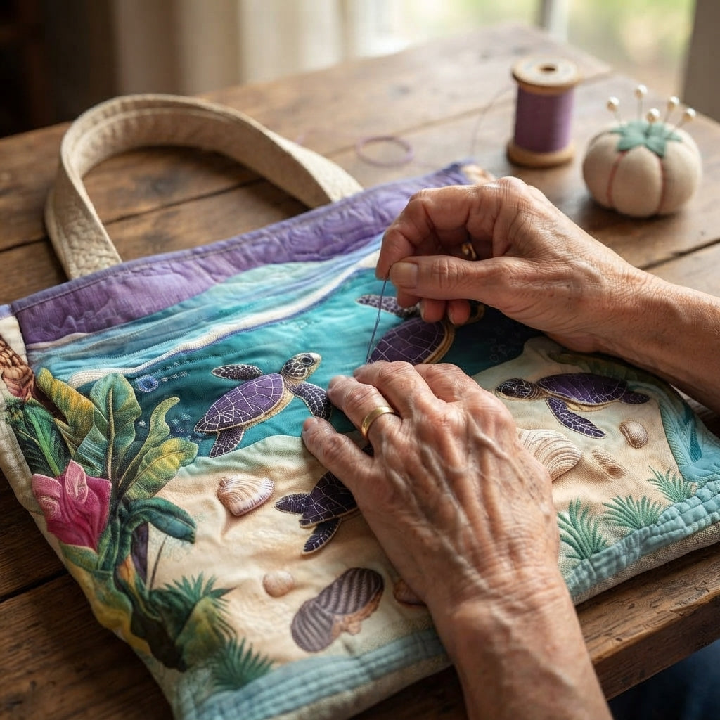 Yara | Turtles in the Lagoon Quilted Tote