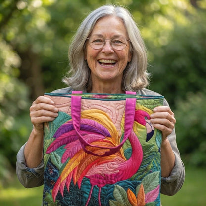 Brianna | Rainbow Flamingo Quilted Tote