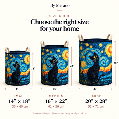 Starry Night Cat Laundry Basket