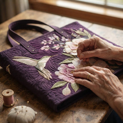 Savannah | Hummingbird & Peonies Quilted Tote