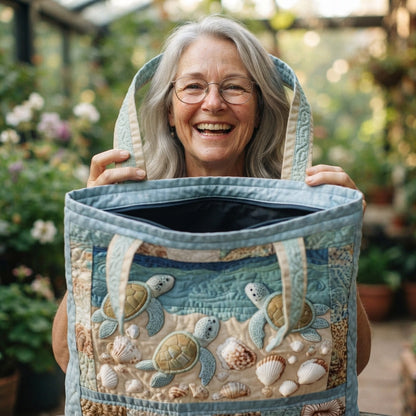 Amelia | Sea Turtles on the Shore Quilted Tote