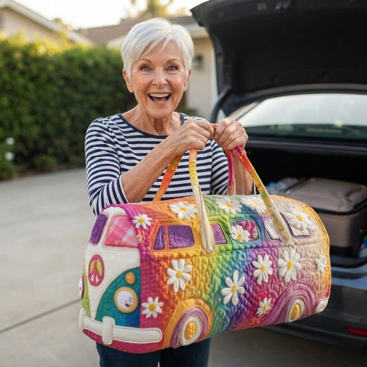 Prismvana | Rainbow Flower Camper Van Quilted Duffle