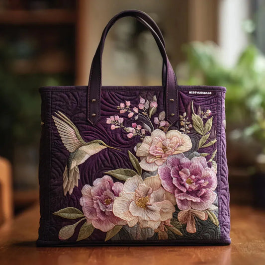 Savannah | Hummingbird & Peonies Quilted Tote
