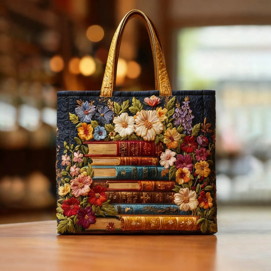 Harper | Books & Flowers Quilted Tote