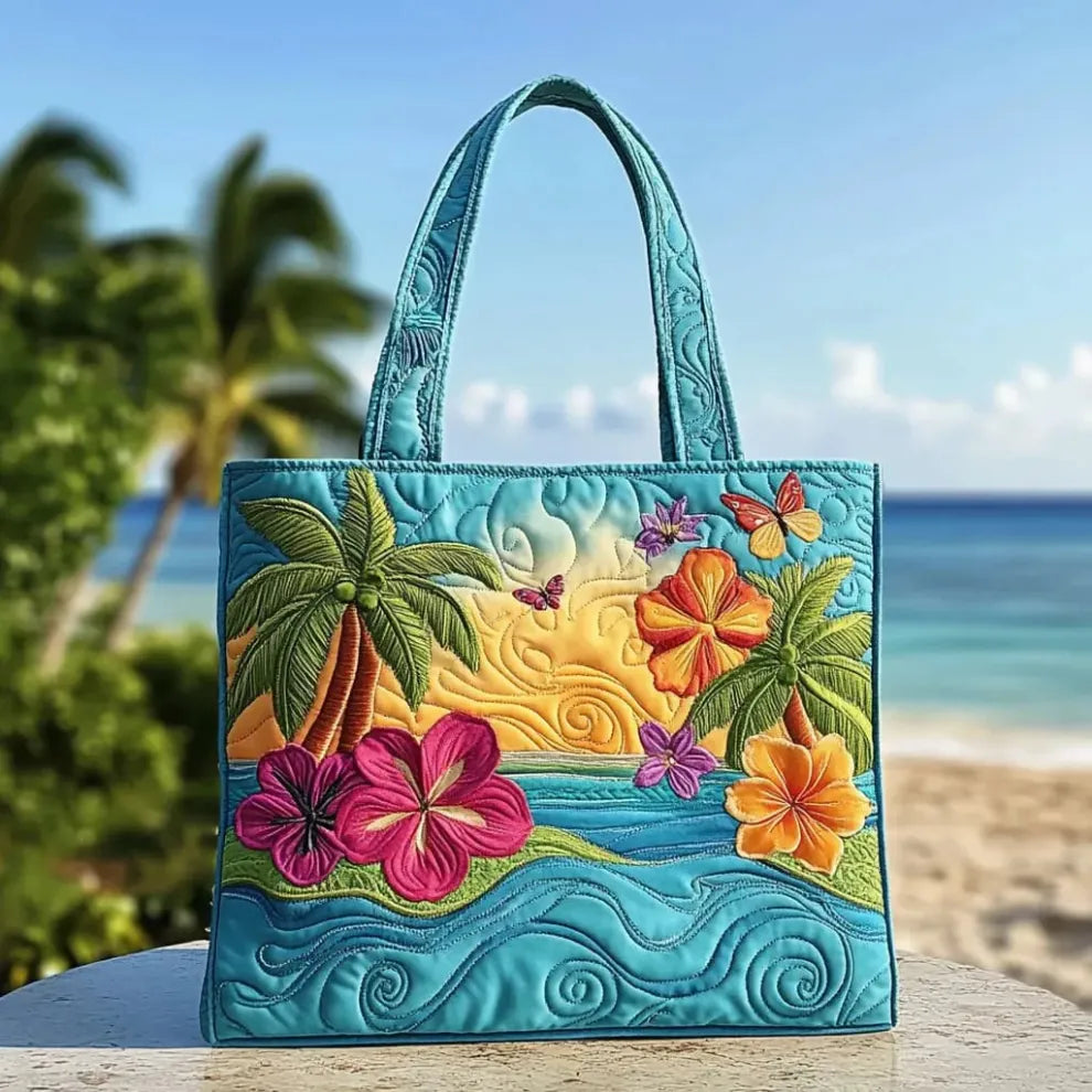 Island Breeze | Tropical Beach Quilted Tote