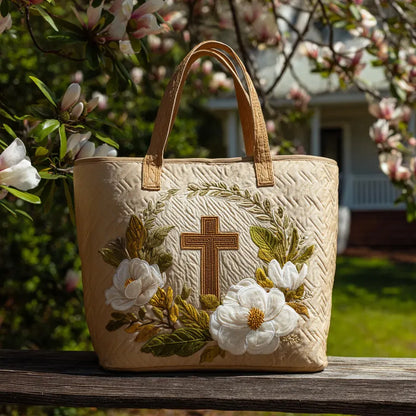 Cassidy | Holy Cross & Flowers Quilted Tote
