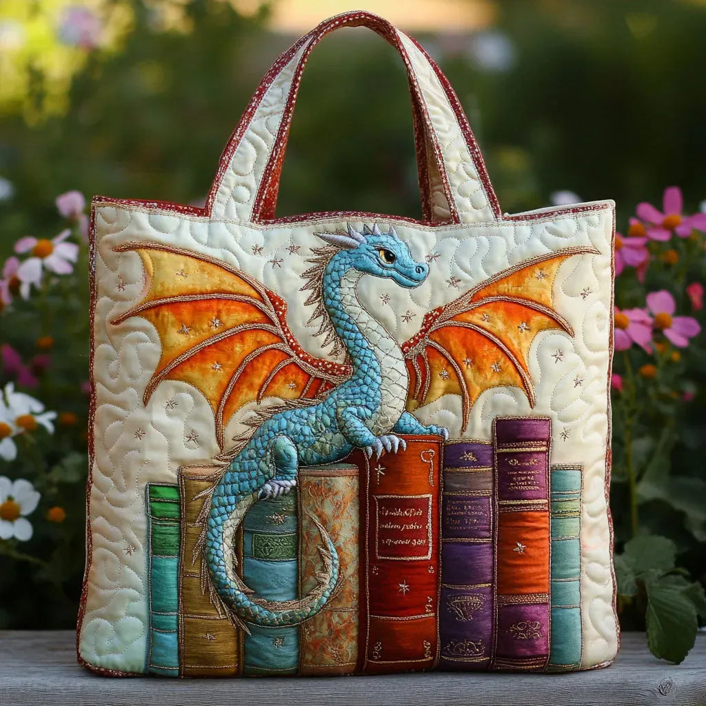 Danica | Dragon on Books Quilted Tote