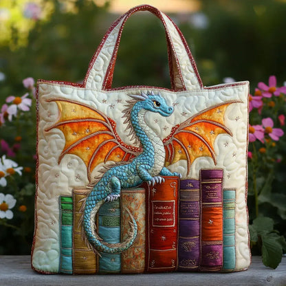 Danica | Dragon on Books Quilted Tote
