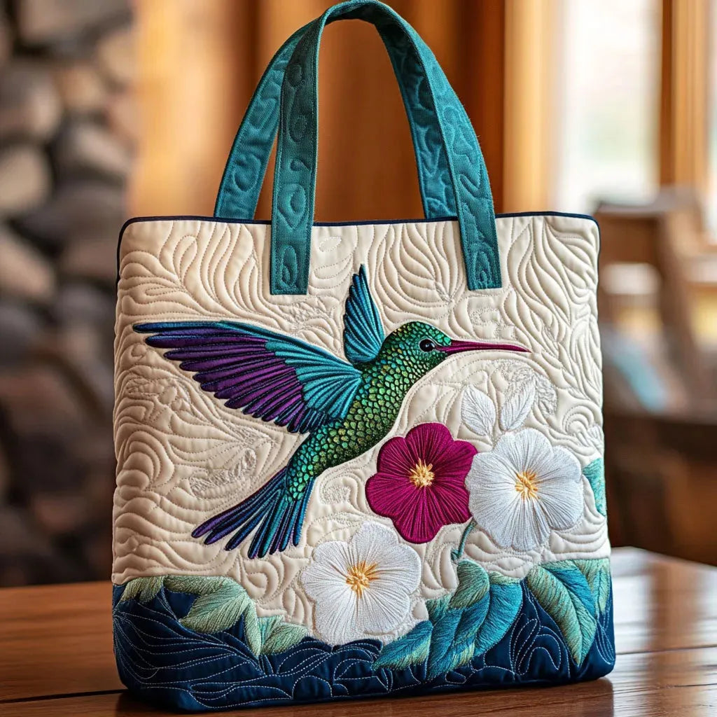 Ariella | Hummingbird & Blooms Quilted Tote