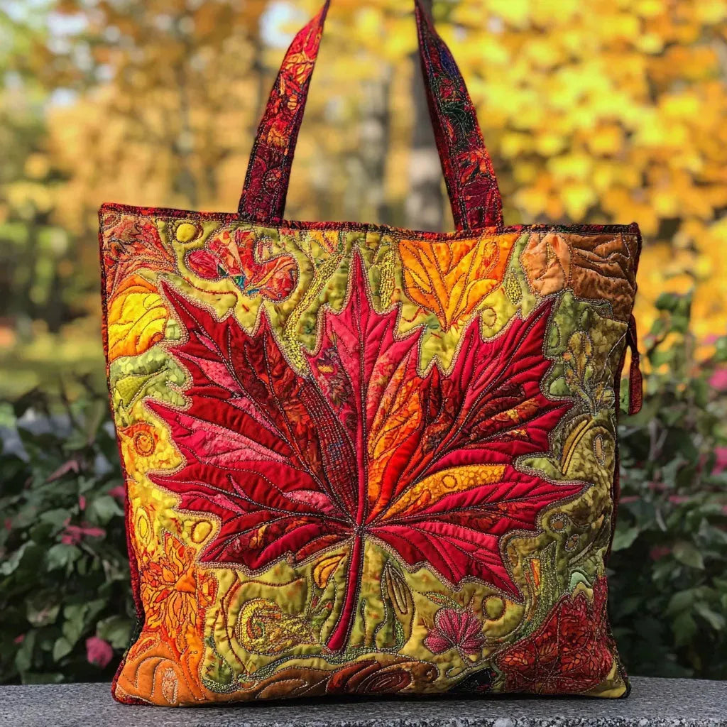 Teagan | Red Maple Leaf Quilted Tote
