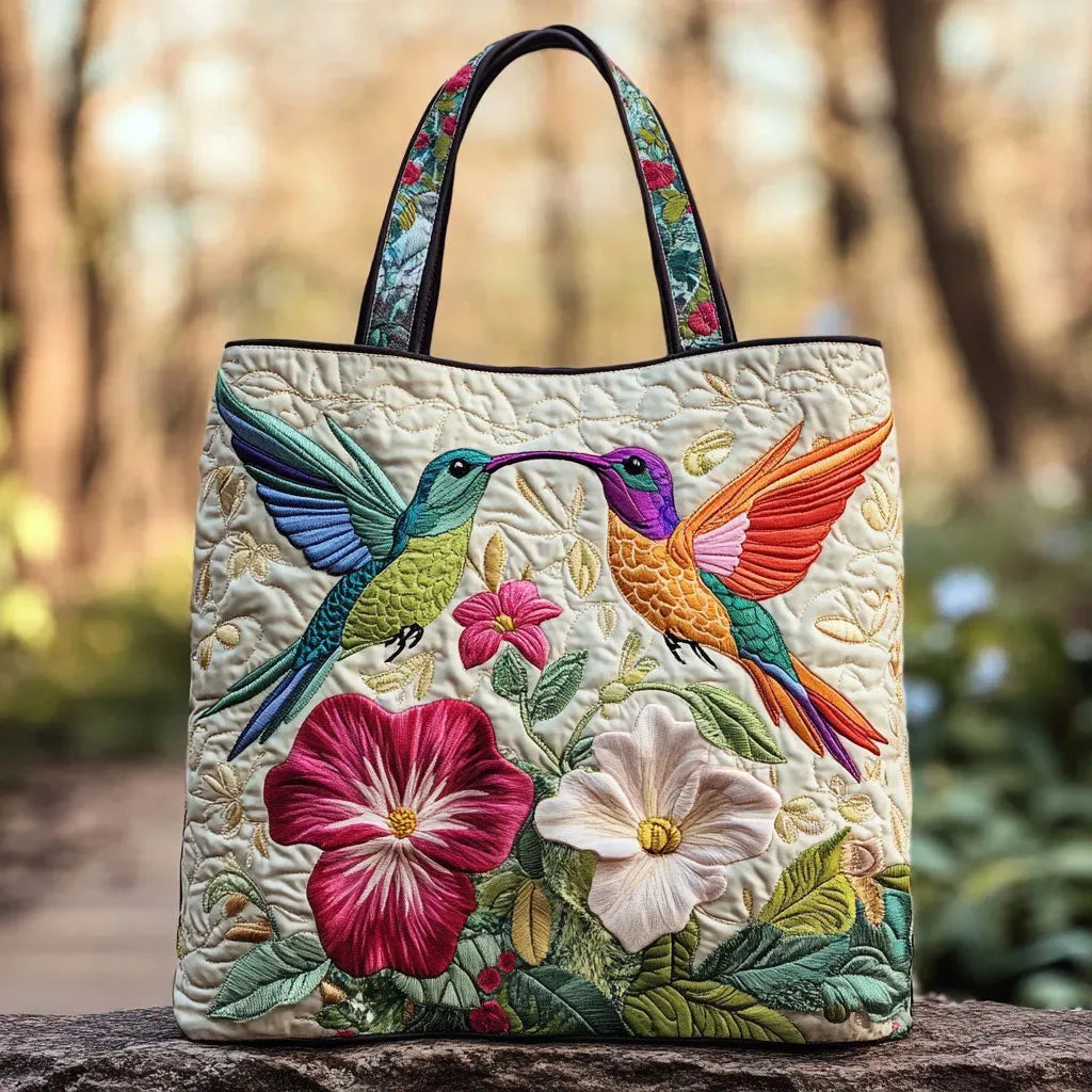 Nadia | Two Hummingbirds Quilted Tote