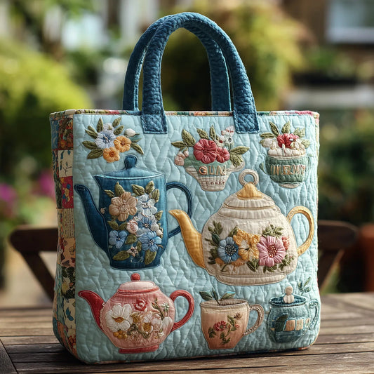 Rosalie | Floral Tea Set Quilted Tote