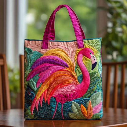Brianna | Rainbow Flamingo Quilted Tote