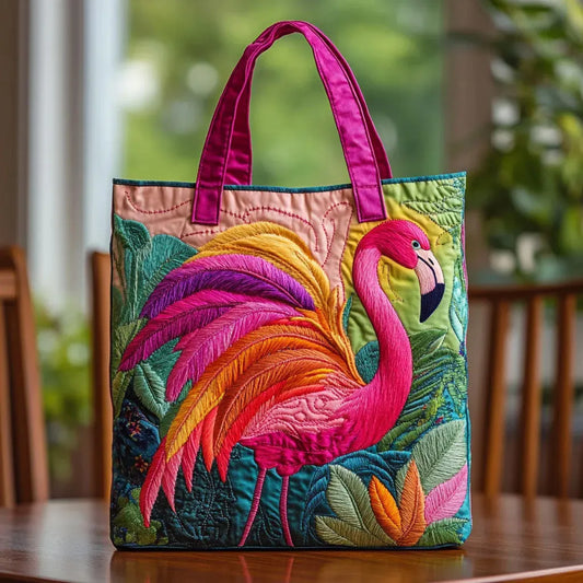 Brianna | Rainbow Flamingo Quilted Tote