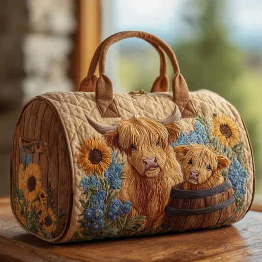 Dandelion | Highland Cows & Sunflowers Quilted Duffle