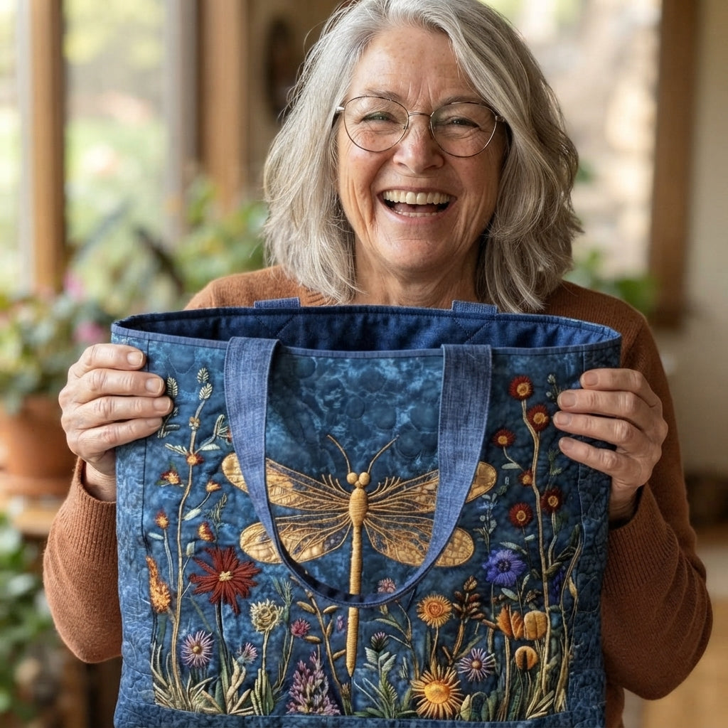 Josephine | Golden Dragonfly Quilted Tote