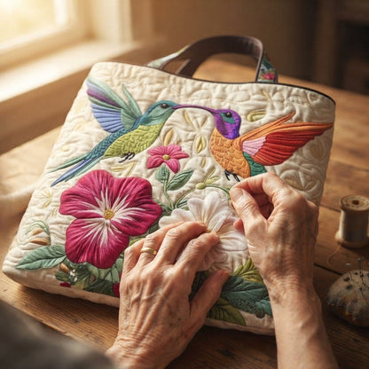 Nadia | Two Hummingbirds Quilted Tote