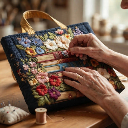 Harper | Books & Flowers Quilted Tote