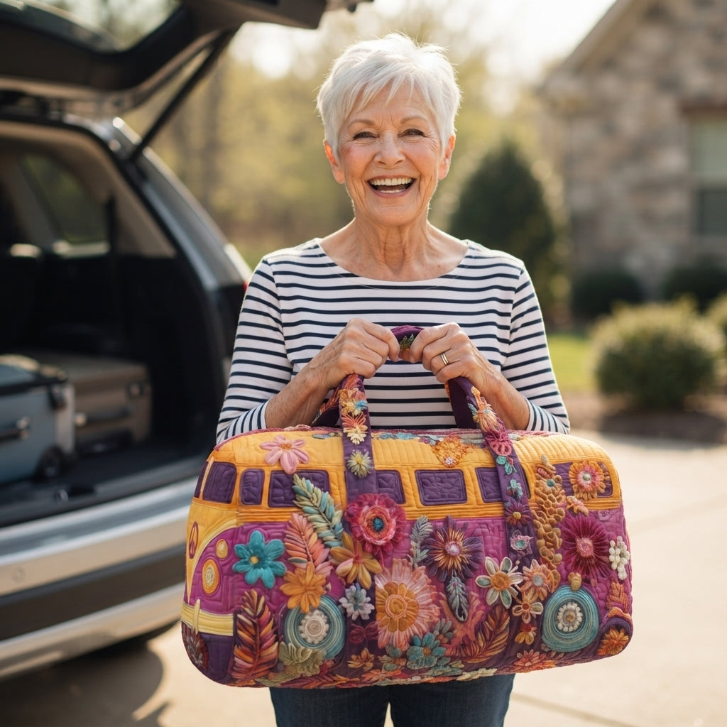 Floravana | Floral Mosaic Camper Van Quilted Duffle