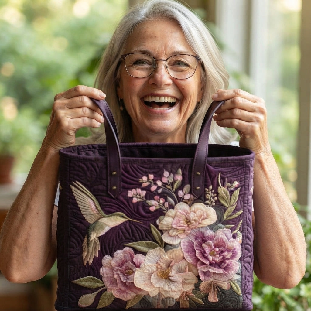 Savannah | Hummingbird & Peonies Quilted Tote