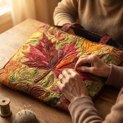 Teagan | Red Maple Leaf Quilted Tote