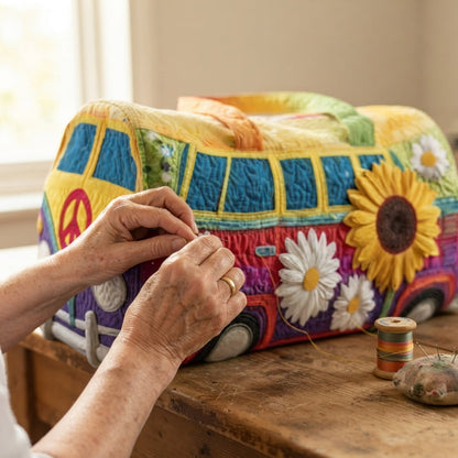 Sunflowvana | Sunflower Peace Camper Van Quilted Duffle