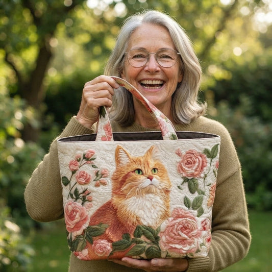 Paisley | Ginger Cat & Roses Quilted Tote