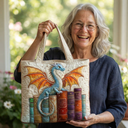 Danica | Dragon on Books Quilted Tote