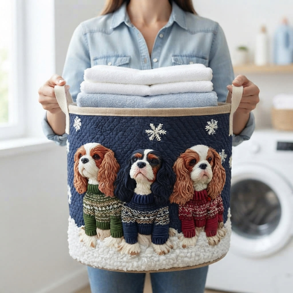 Cosy Cavalier Winter Laundry Basket