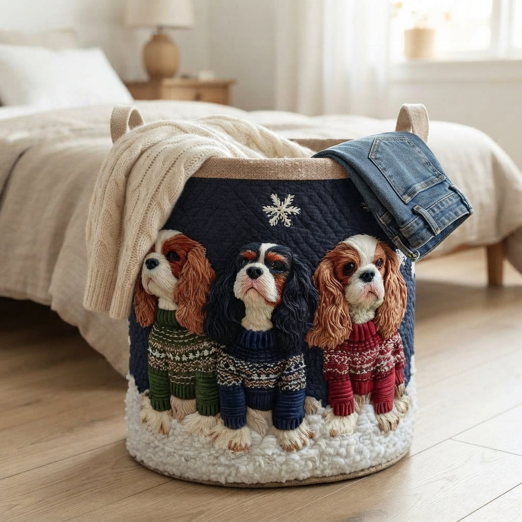 Cosy Cavalier Winter Laundry Basket