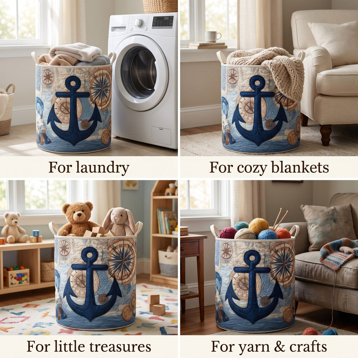 Compass Anchor Laundry Basket